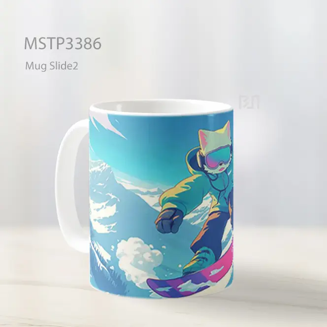 Kucing Snowboard Mug MSTP3386 - All-side / Desain