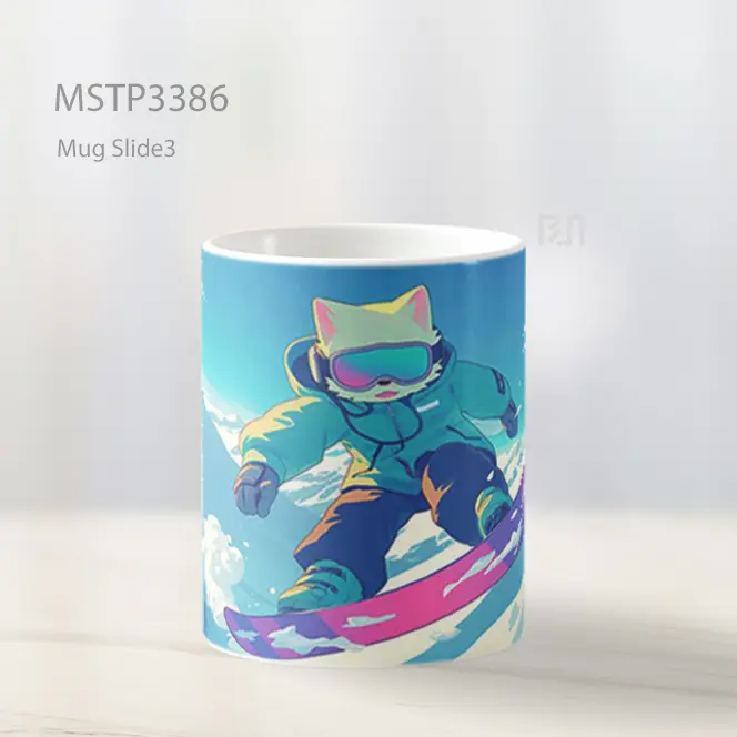 Kucing Snowboard Mug MSTP3386 - All-side / Desain
