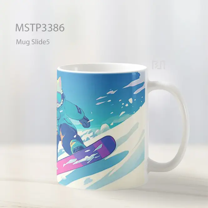 Kucing Snowboard Mug MSTP3386 - All-side / Desain
