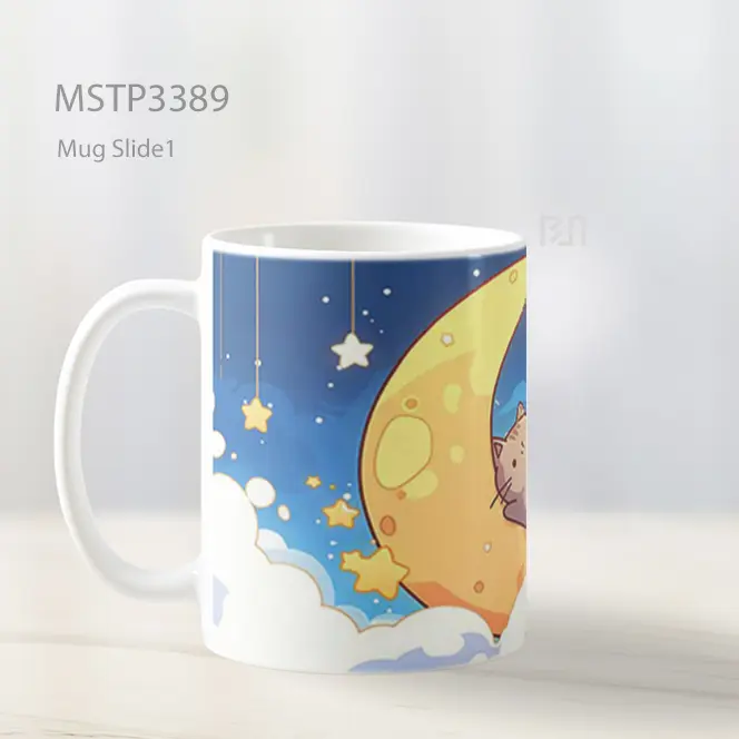 Kucing Tidur Bulan Mug MSTP3389 - All-side / Desain