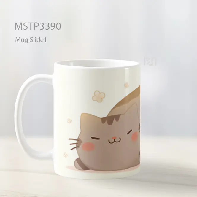 Kucing Tidur Bundar Mug MSTP3390 - All-side / Desain