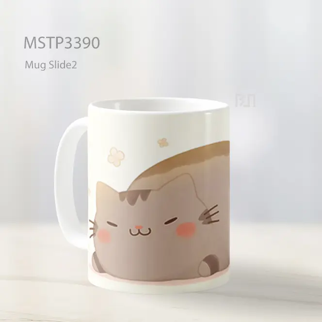 Kucing Tidur Bundar Mug MSTP3390 - All-side / Desain