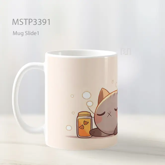 Kucing Tidur Nyenyak Mug MSTP3391 - All-side / Desain