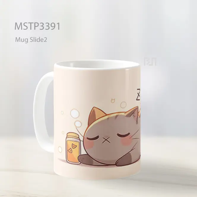 Kucing Tidur Nyenyak Mug MSTP3391 - All-side / Desain