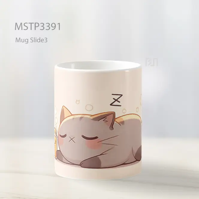 Kucing Tidur Nyenyak Mug MSTP3391 - All-side / Desain
