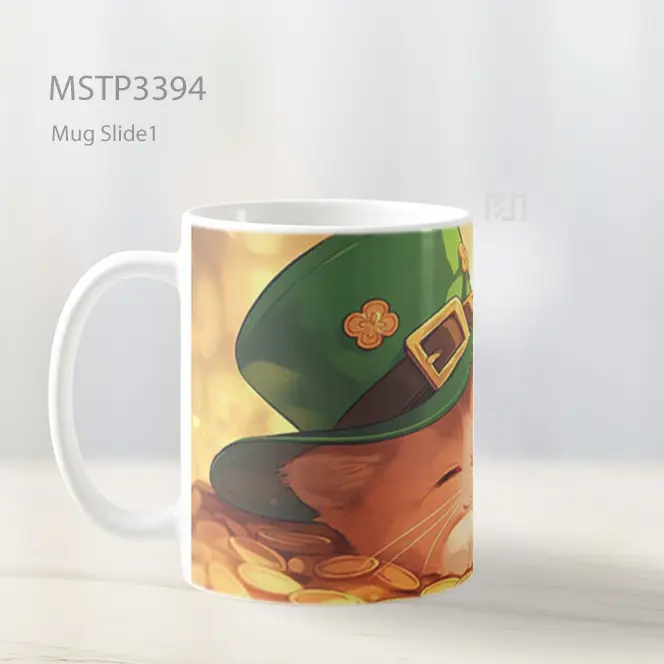 Kucing Topi Hijau Mug MSTP3394 - All-side / Desain