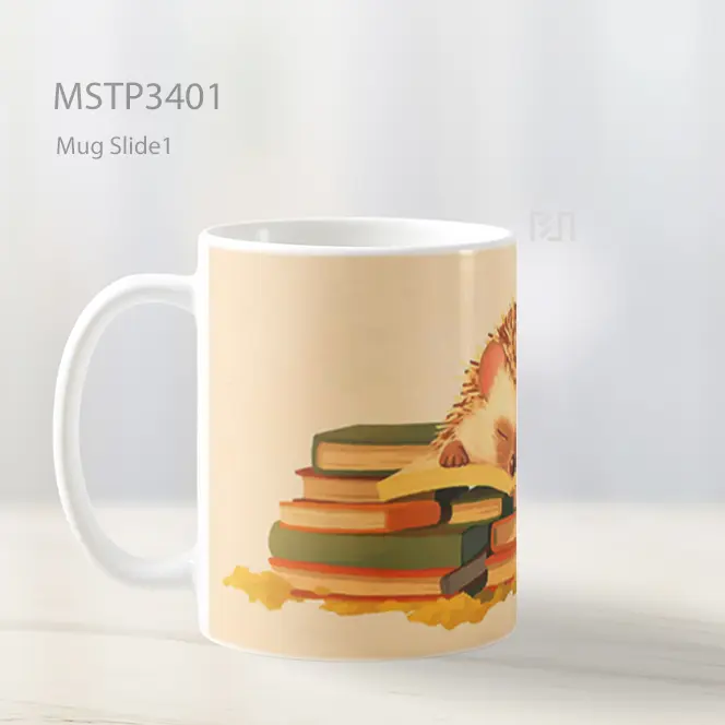 Landak Di Atas Buku Mug MSTP3401 - All-side / Desain