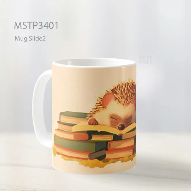 Landak Di Atas Buku Mug MSTP3401 - All-side / Desain