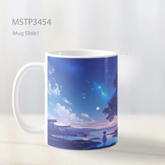 Pohon Biru Mug MSTP3454 - All-side / Desain