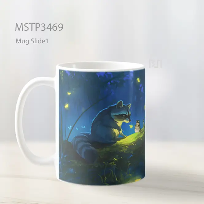 Raccoon Dengan Lentera Mug MSTP3469 - All-side / Desain
