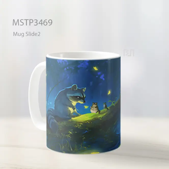 Raccoon Dengan Lentera Mug MSTP3469 - All-side / Desain
