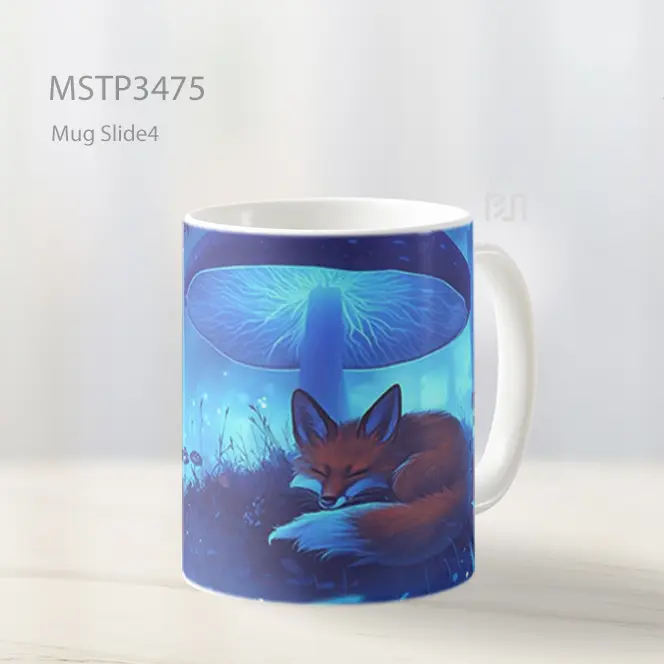 Rubah Tidur Di Cahaya Biru Mug MSTP3475