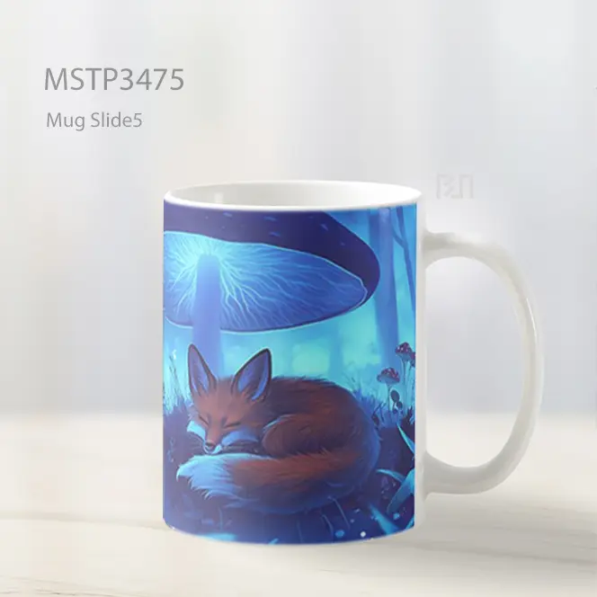 Rubah Tidur Di Cahaya Biru Mug MSTP3475 - All-side / Desain