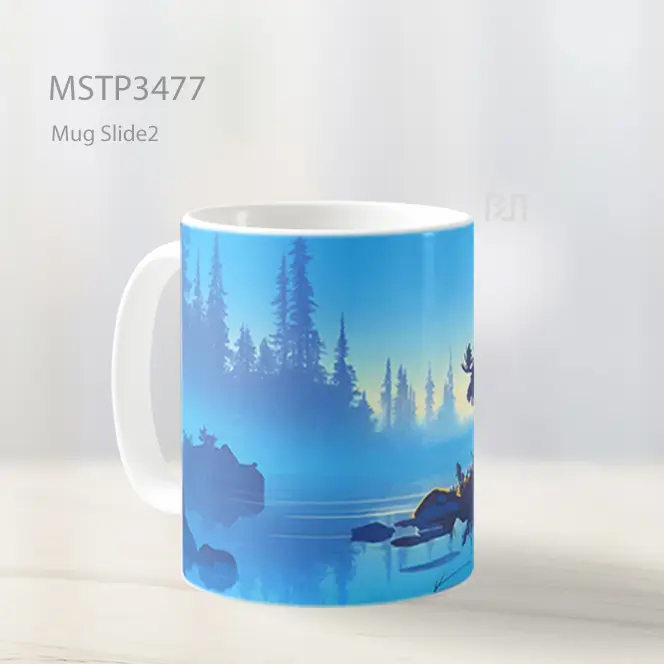 Rusa Di Danau Biru Mug MSTP3477 - All-side / Desain