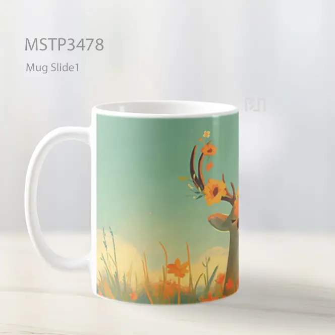 Rusa Di Padang Rumput Mug MSTP3478 - All-side / Desain