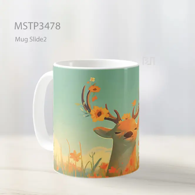 Rusa Di Padang Rumput Mug MSTP3478 - All-side / Desain