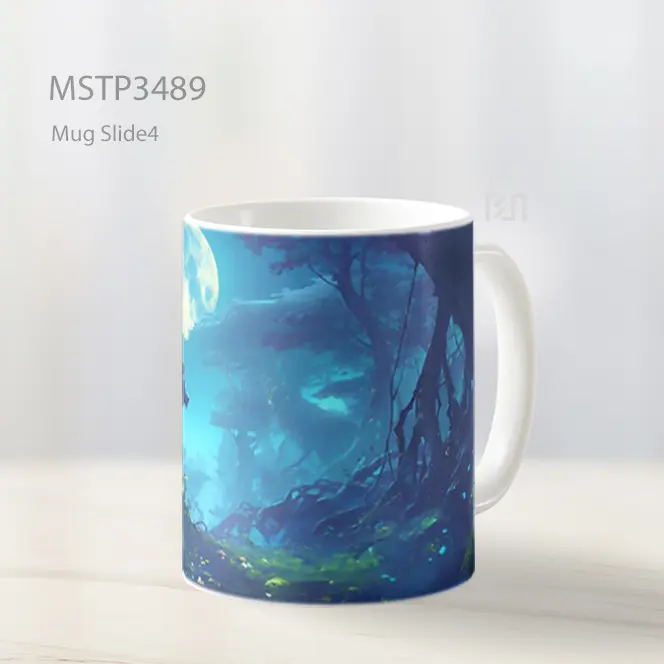 Serigala Bulan Biru Mug MSTP3489