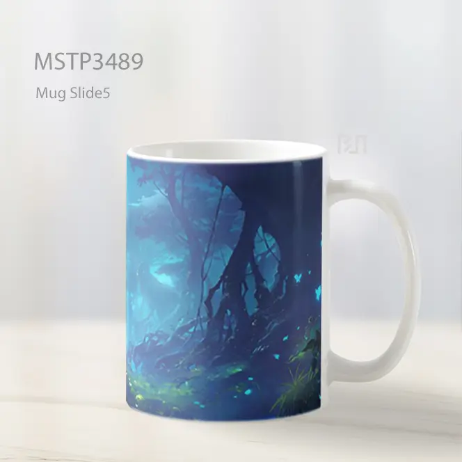 Serigala Bulan Biru Mug MSTP3489 - All-side / Desain