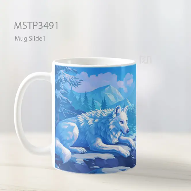 Serigala Di Alam Bersalju Mug MSTP3491 - All-side / Desain