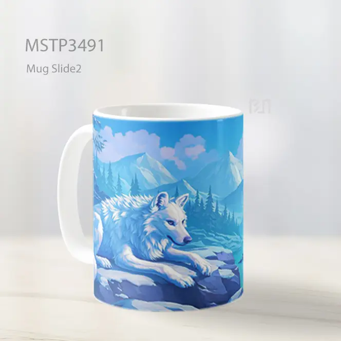 Serigala Di Alam Bersalju Mug MSTP3491 - All-side / Desain