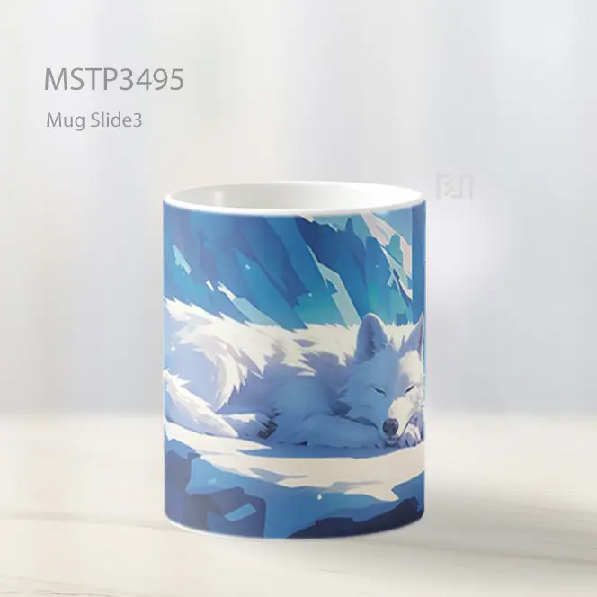 Serigala Putih Di Salju Mug MSTP3495 - All-side / Desain