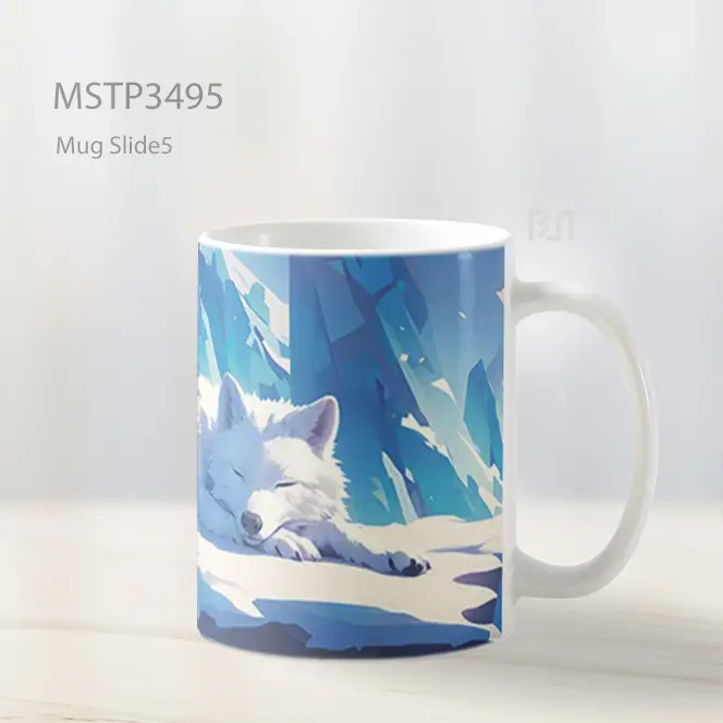 Serigala Putih Di Salju Mug MSTP3495 - All-side / Desain