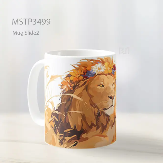 Singa Dengan Mahkota Bunga Mug MSTP3499 - All-side / Desain