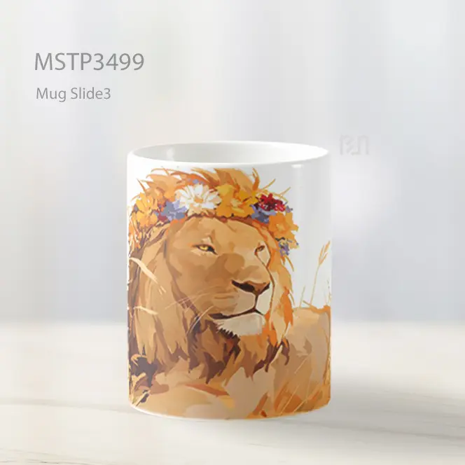 Singa Dengan Mahkota Bunga Mug MSTP3499 - All-side / Desain