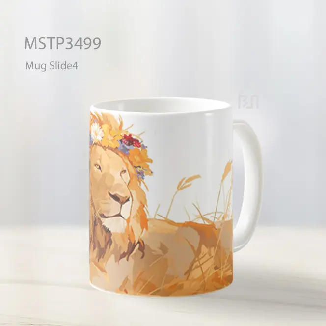 Singa Dengan Mahkota Bunga Mug MSTP3499