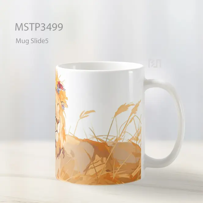 Singa Dengan Mahkota Bunga Mug MSTP3499 - All-side / Desain