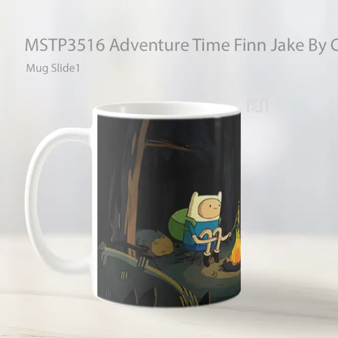 Adventure Time Finn Jake By Campfire Mug Gelas Keramik MSTP3516 - All-side / Desain