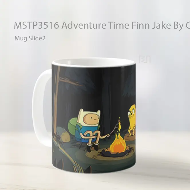 Adventure Time Finn Jake By Campfire Mug Gelas Keramik MSTP3516 - All-side / Desain