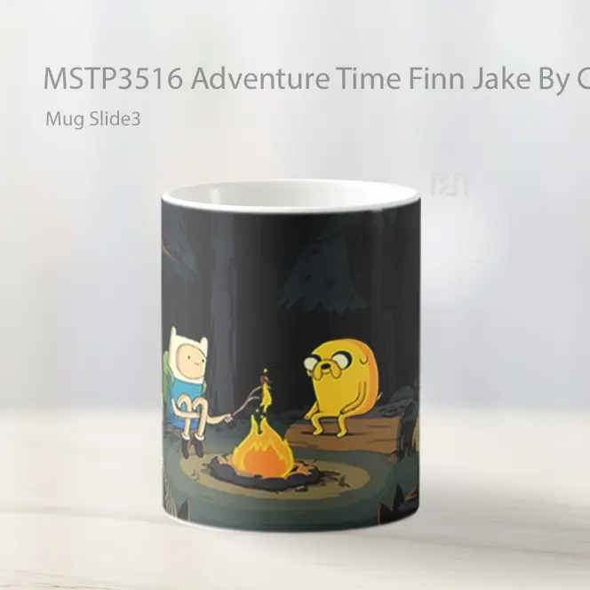 Adventure Time Finn Jake By Campfire Mug Gelas Keramik MSTP3516 - All-side / Desain
