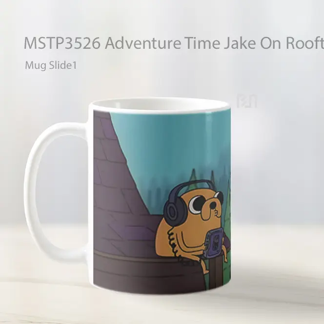 Adventure Time Jake On Rooftop Listening To Music Mug Gelas Keramik MSTP3526 - All-side / Desain