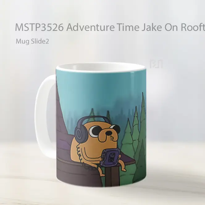 Adventure Time Jake On Rooftop Listening To Music Mug Gelas Keramik MSTP3526 - All-side / Desain