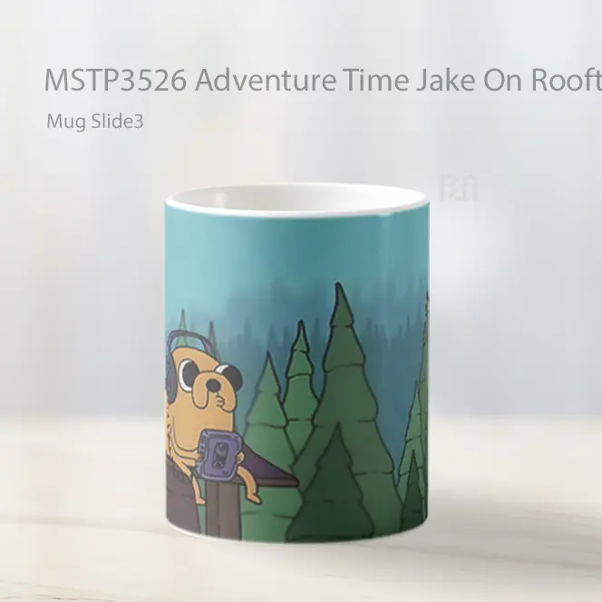 Adventure Time Jake On Rooftop Listening To Music Mug Gelas Keramik MSTP3526 - All-side / Desain