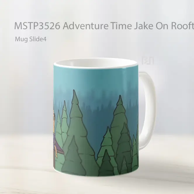Adventure Time Jake On Rooftop Listening To Music Mug Gelas Keramik MSTP3526
