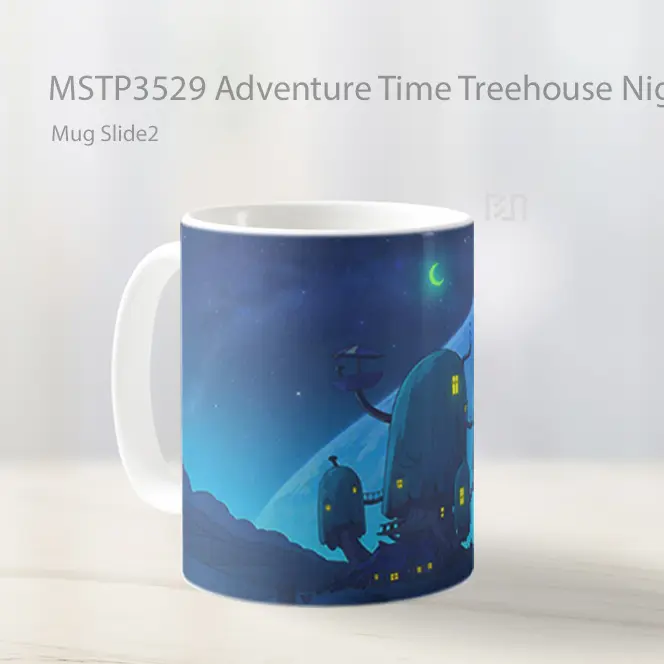 Adventure Time Treehouse Night Mug Gelas Keramik MSTP3529 - All-side / Desain