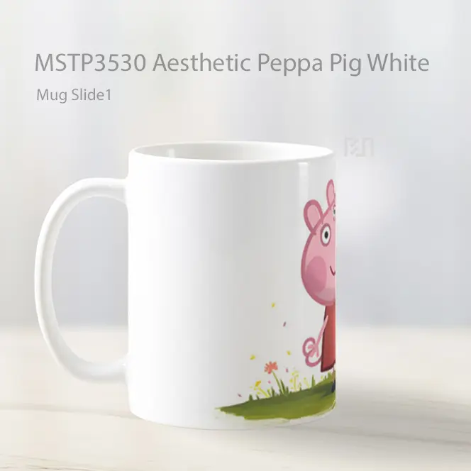 Aesthetic Peppa Pig White Mug Gelas Keramik MSTP3530 - All-side / Desain