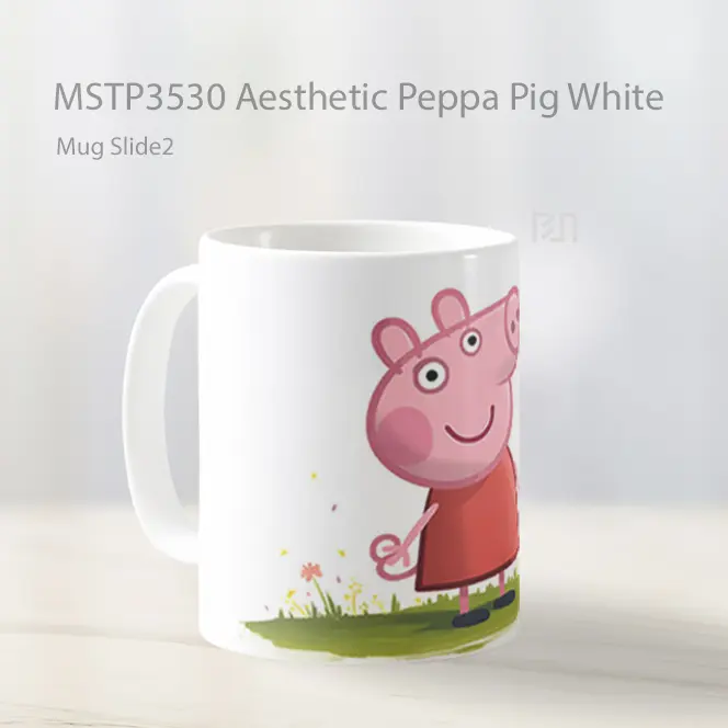 Aesthetic Peppa Pig White Mug Gelas Keramik MSTP3530 - All-side / Desain