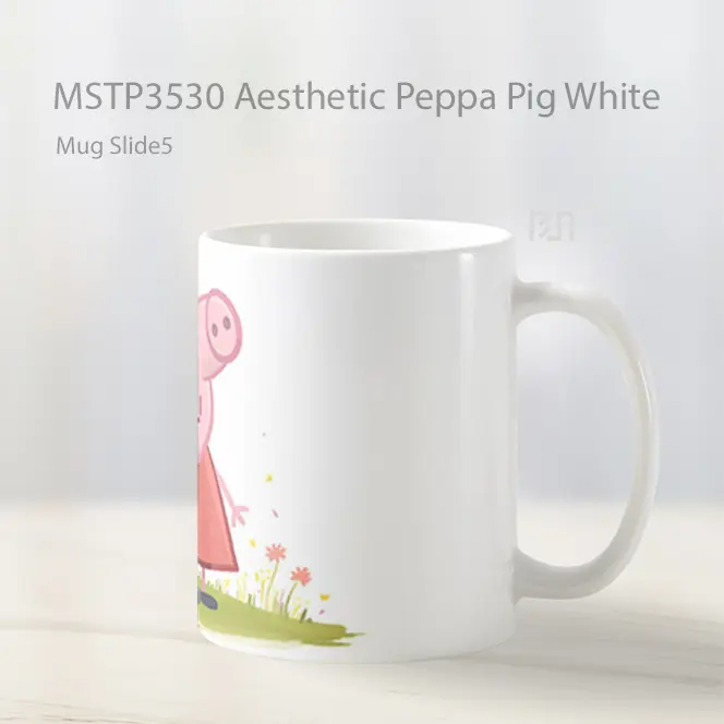 Aesthetic Peppa Pig White Mug Gelas Keramik MSTP3530 - All-side / Desain