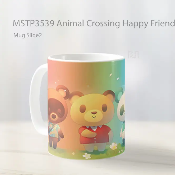 Animal Crossing Happy Friends Mug Gelas Keramik MSTP3539 - All-side / Desain