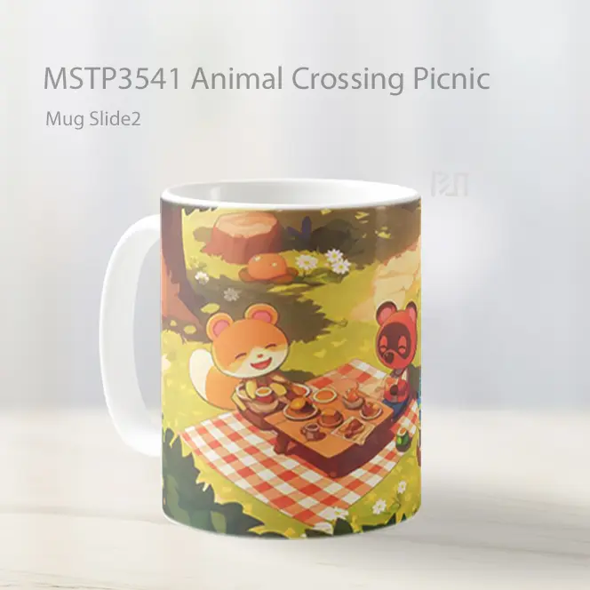 Animal Crossing Picnic Mug Gelas Keramik MSTP3541 - All-side / Desain