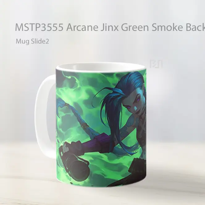 Arcane Jinx Green Smoke Background Mug Gelas Keramik MSTP3555 - All-side / Desain