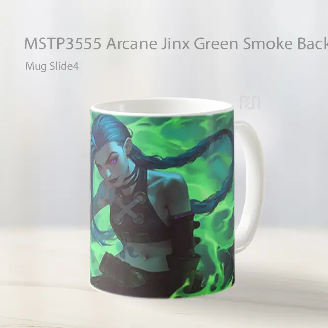 Arcane Jinx Green Smoke Background Mug Gelas Keramik MSTP3555