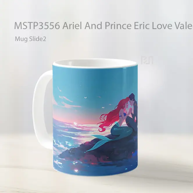 Ariel And Prince Eric Love Valentines Mug Gelas Keramik MSTP3556 - All-side / Desain