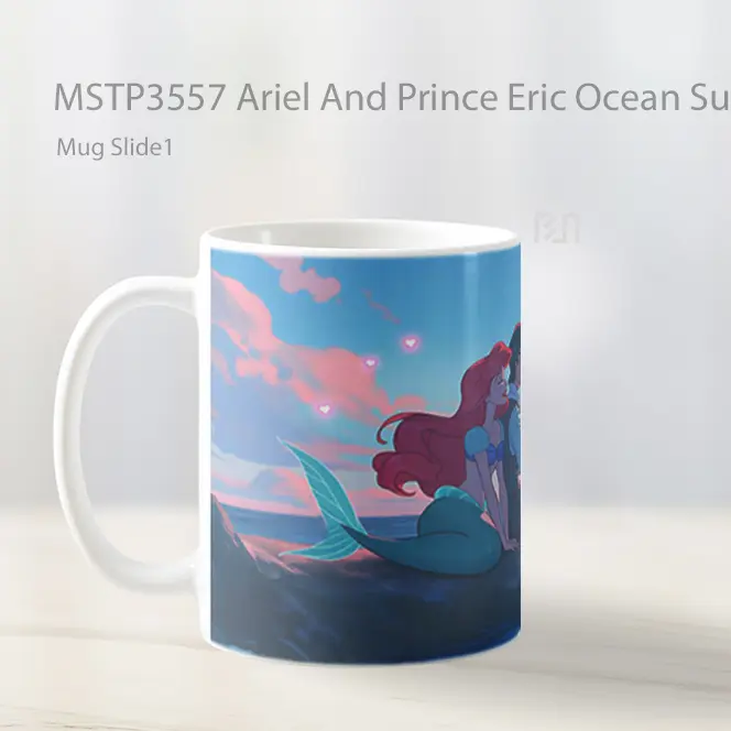 Ariel And Prince Eric Ocean Sunset Valentines Mug Gelas Keramik MSTP3557 - All-side / Desain