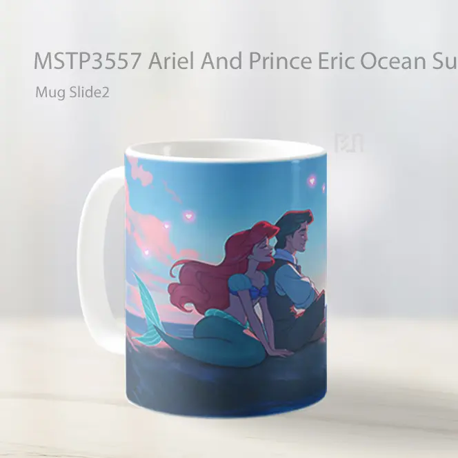 Ariel And Prince Eric Ocean Sunset Valentines Mug Gelas Keramik MSTP3557 - All-side / Desain