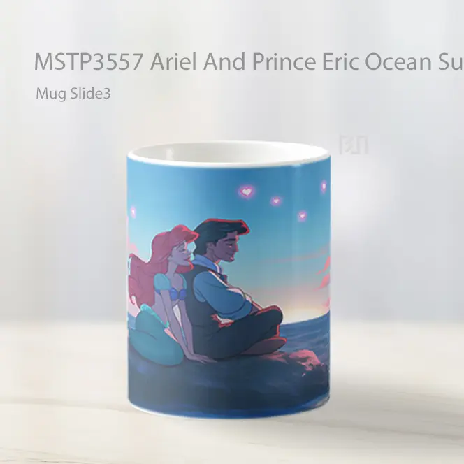 Ariel And Prince Eric Ocean Sunset Valentines Mug Gelas Keramik MSTP3557 - All-side / Desain