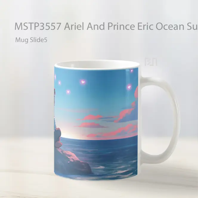 Ariel And Prince Eric Ocean Sunset Valentines Mug Gelas Keramik MSTP3557 - All-side / Desain